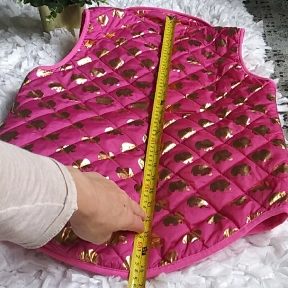 Simply Southern‎ tried & true pink/gold vest elephants print size Small pockets - Picture 5 of 9